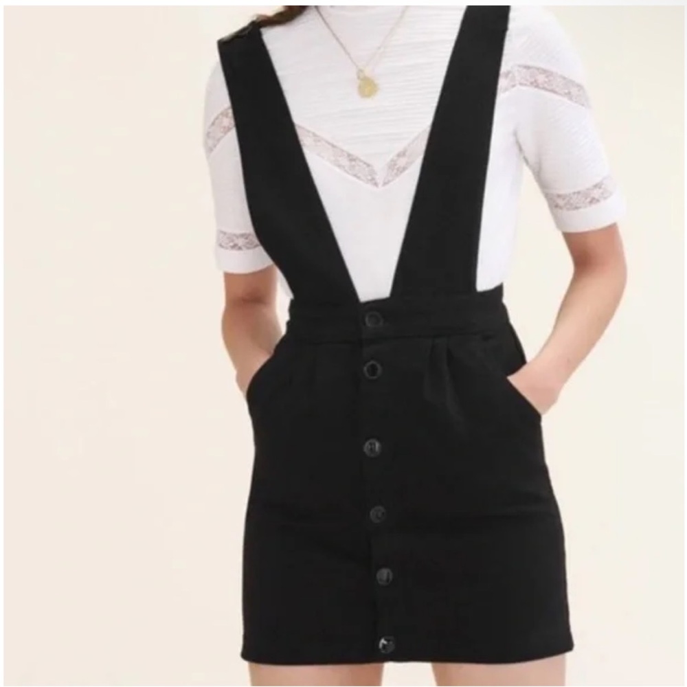 Maje Black Denim Overall Dress